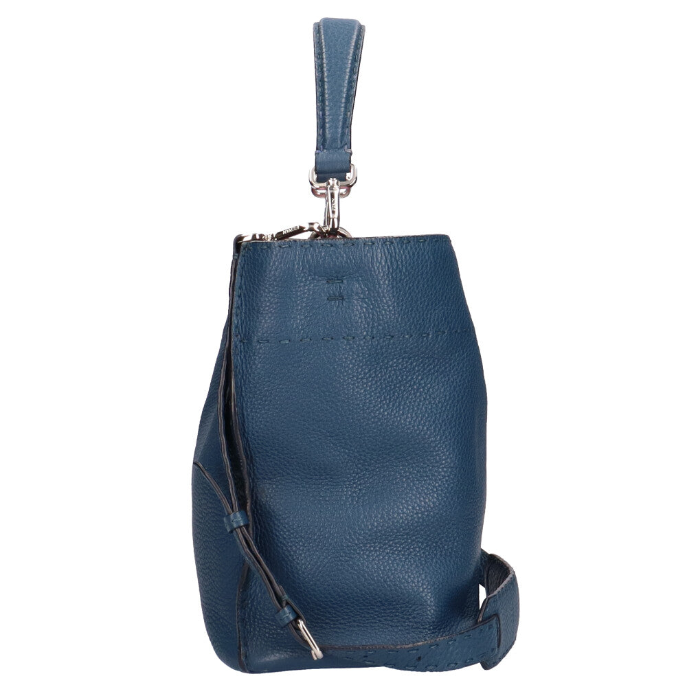フェンディ FENDI アンナ セレリア ショルダーバッグ レザー ブルー
