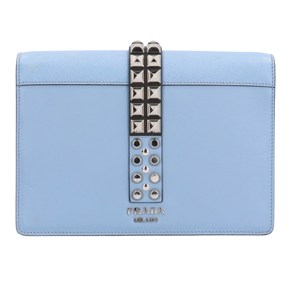 プラダ サフィアーノ ショルダーバッグ レザー ブルー レディース