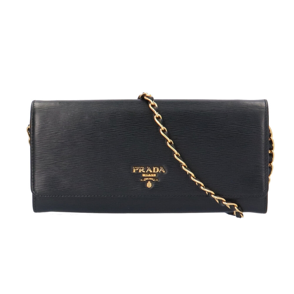 PRADA プラダ ウォレットチェーン レザー レディース 中古
