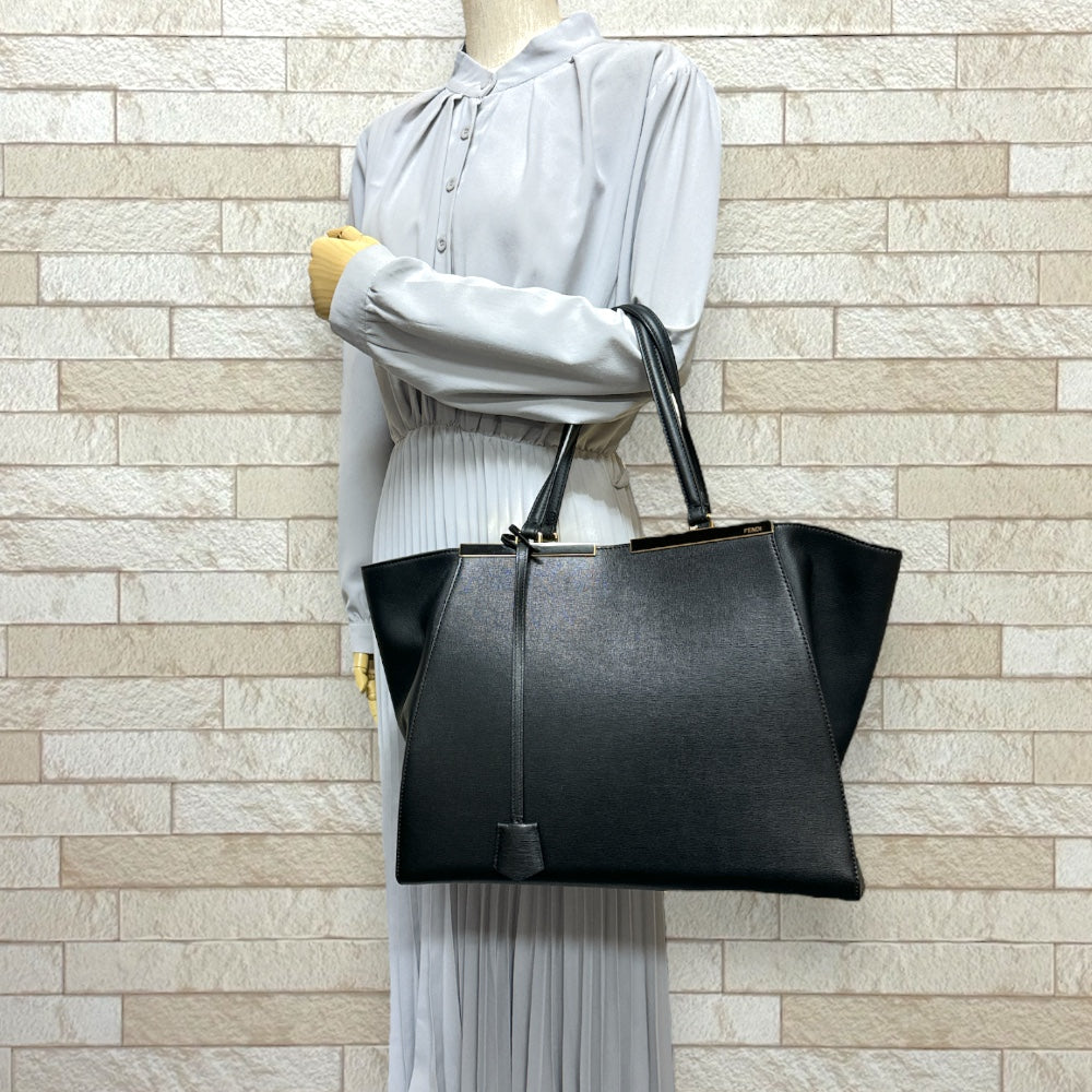 FENDI Trois Jours Tote Bag Leather Black Women's Used – 【公式