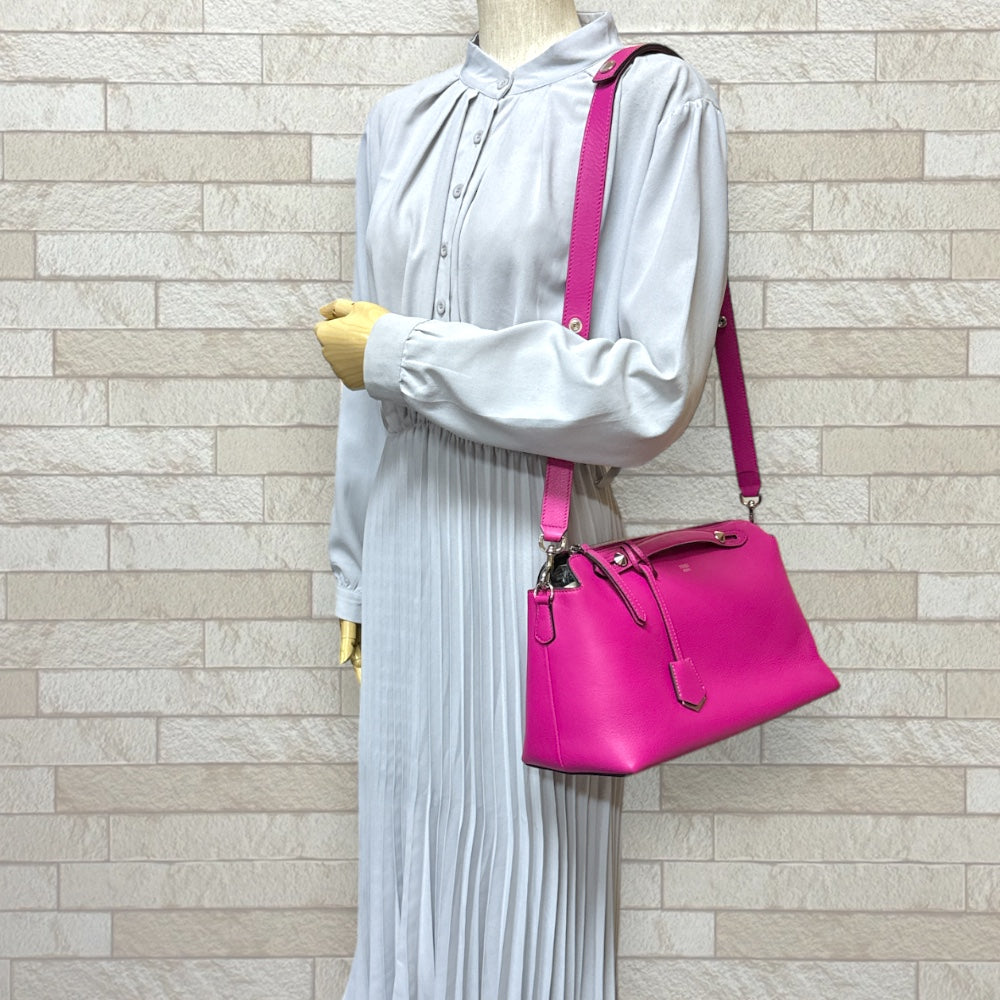 FENDI Fendi by the Way Large Shoulder Bag Leather Pink Ladies Used