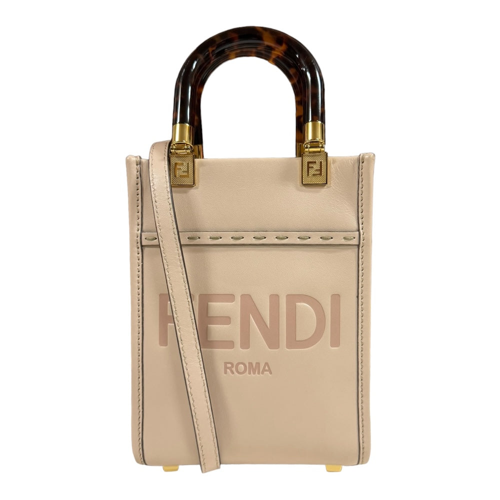 FENDI フェンディ サンシャインショッパーミニ ショルダーバッグ レザー ベージュ レディース 中古 – 【公式】リサイクルキング  オンラインショップ