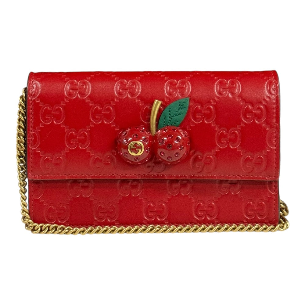 GUCCI グッチシマレザーショルダーバックレッド