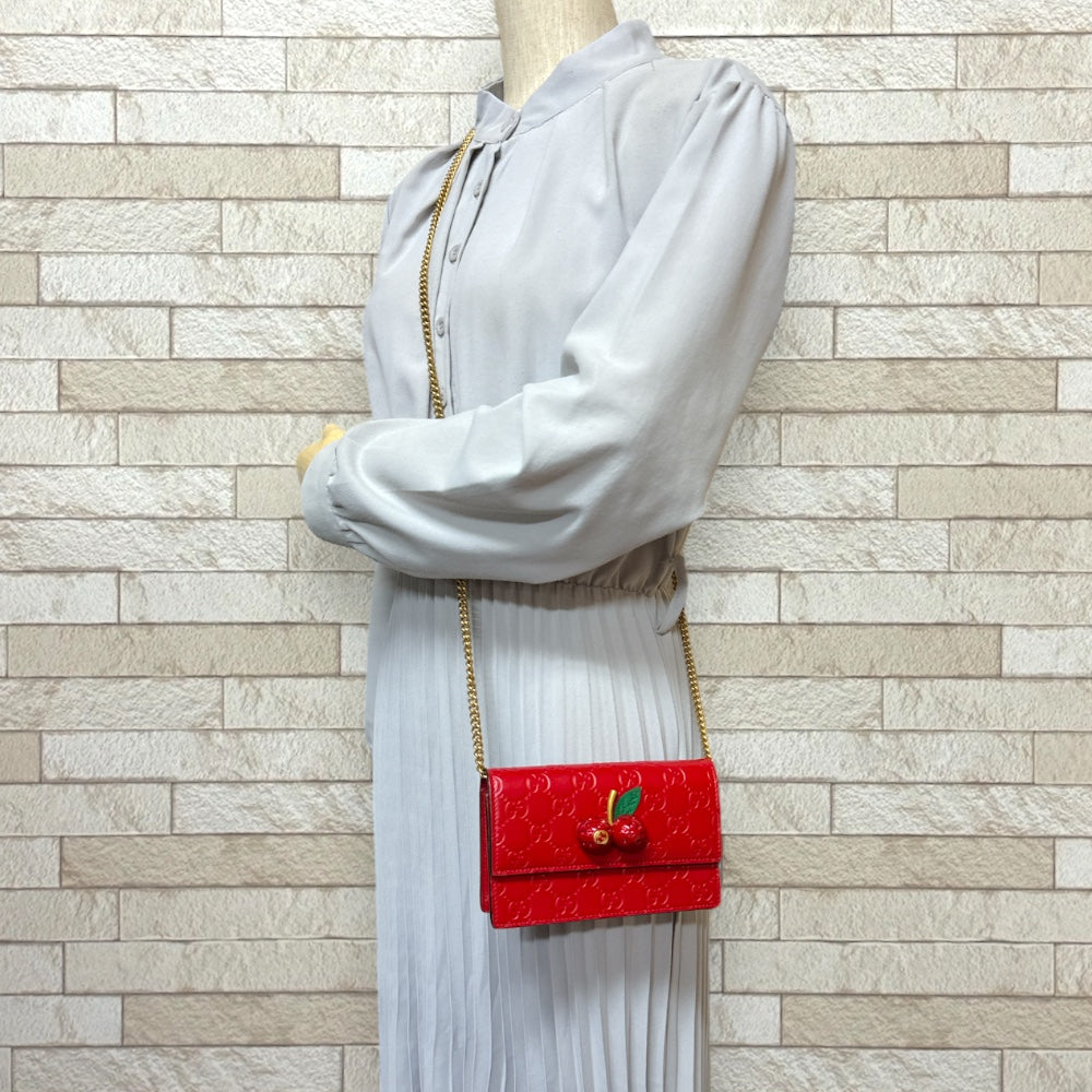 GUCCI グッチ グッチシマ ショルダーバッグ レザー レッド レディース 