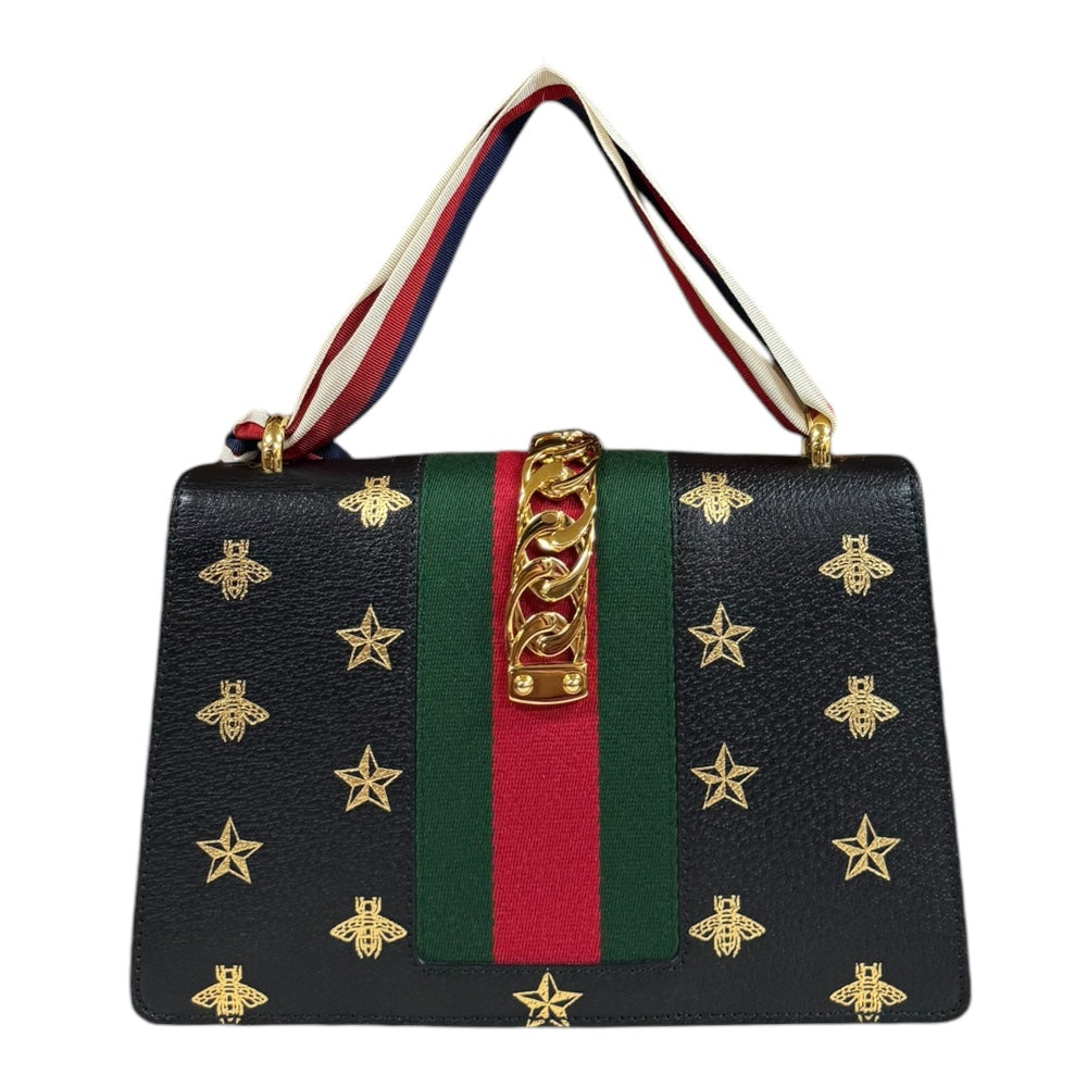 GUCCI グッチ ビー＆スタースモールショルダーバッグ シルヴィ ショルダーバッグ レザー ブラック レディース 中古 – 【公式】リサイクルキング  オンラインショップ