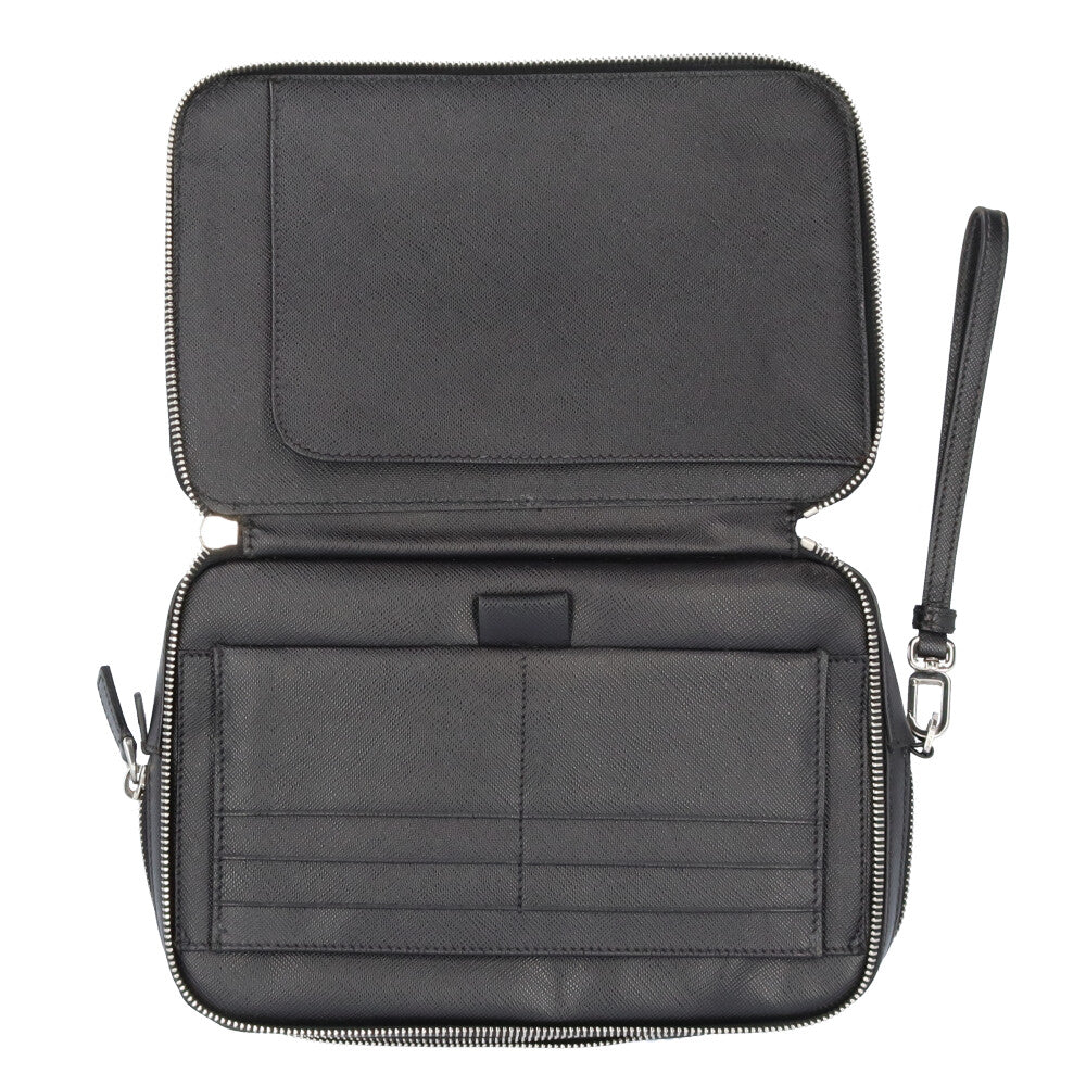 PRADA プラダ セカンドバッグ レザー ブラック メンズ 中古 – 【公式