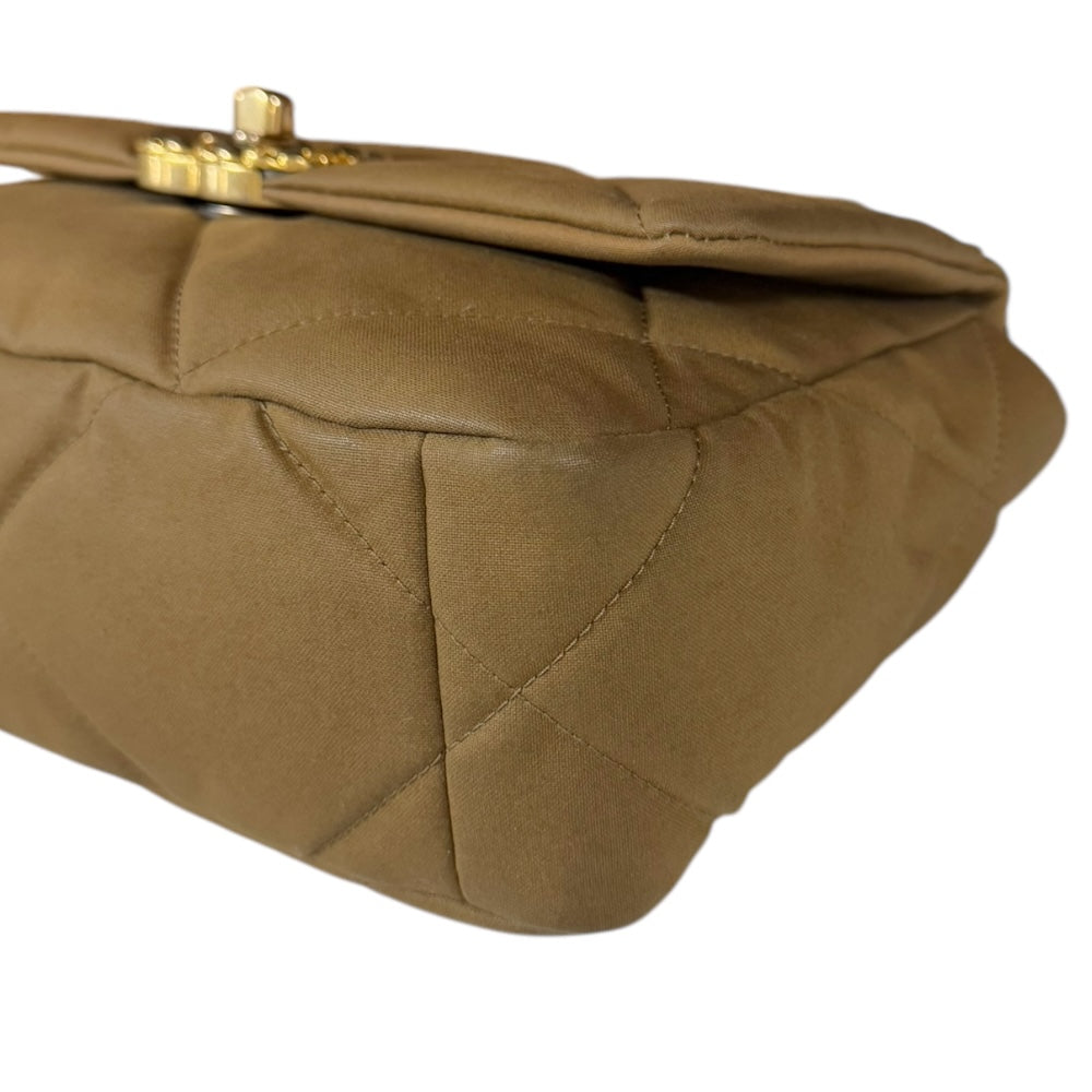 CHANEL Chanel 19 Shoulder Bag Cotton Canvas Brown Women's Used