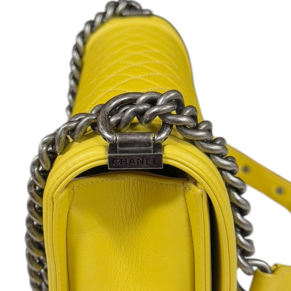 CHANEL シャネル ボーイシャネル ショルダーバッグ レザー イエロー