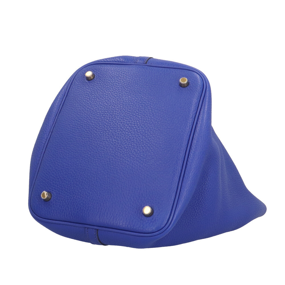 HERMES Hermes Picotin Lock MM Handbag Torillon Clemence Blue HERMES Hermes Picotin Lock MM Handbag Torillon Clemence Blue