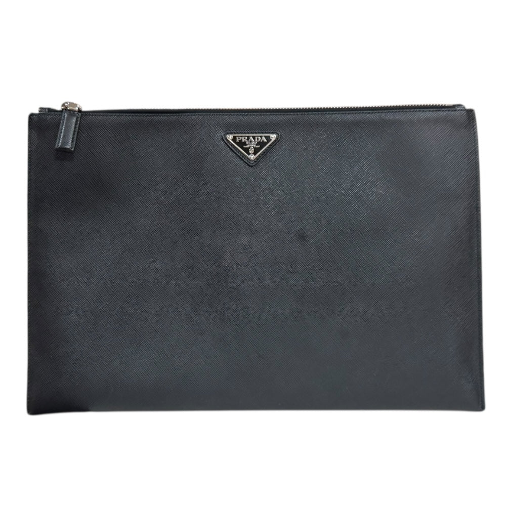 PRADA プラダ サフィアーノ クラッチバッグ レザー ブラック PRADA プラダ サフィアーノ クラッチバッグ レザー ブラック