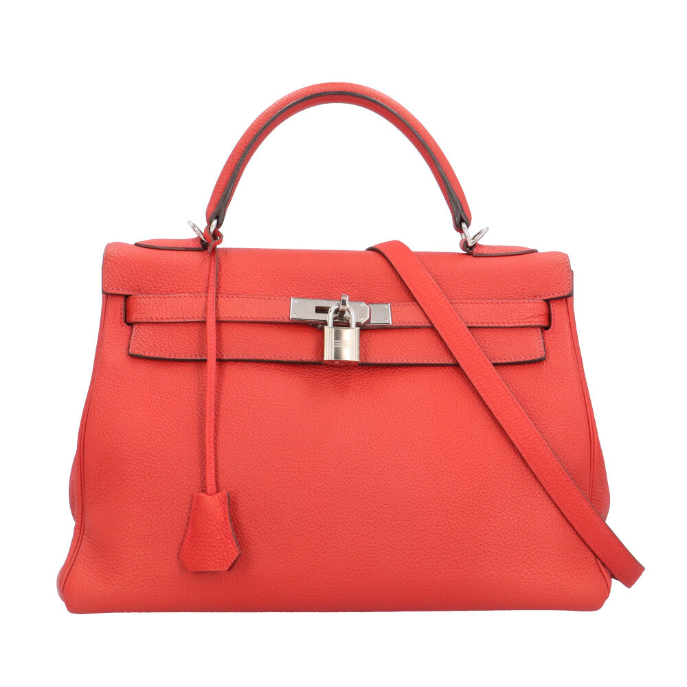 エルメス ケリー32 ショルダーバッグ トゴ レッド レディース HERMES  中古 R&Kリサイクルキング HERMES エルメス ケリー32 ショルダーバッグ トゴ レッド レディース