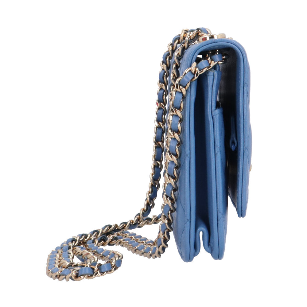 シャネル マトラッセ ショルダーバッグ レザー ブルー レディース CHANEL  中古 CHANEL シャネル マトラッセ ショルダーバッグ レザー ブルー