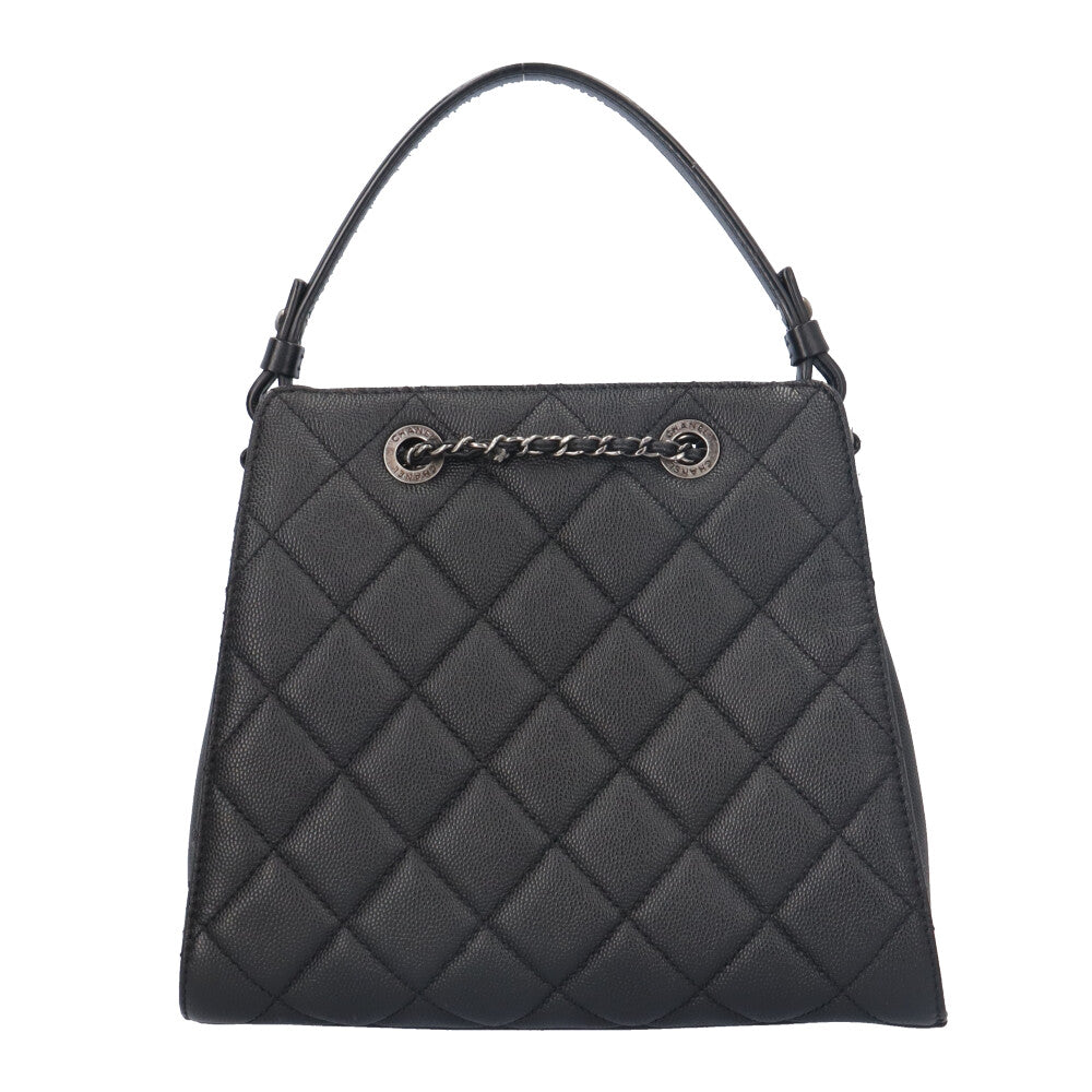 CHANEL シャネル CCバケット ショルダーバッグ レザー ブラック