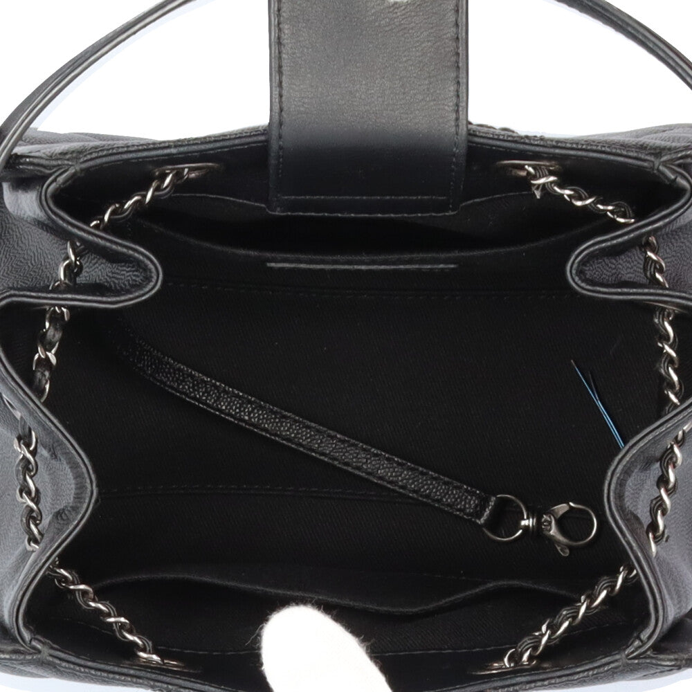 CHANEL シャネル CCバケット ショルダーバッグ レザー ブラック