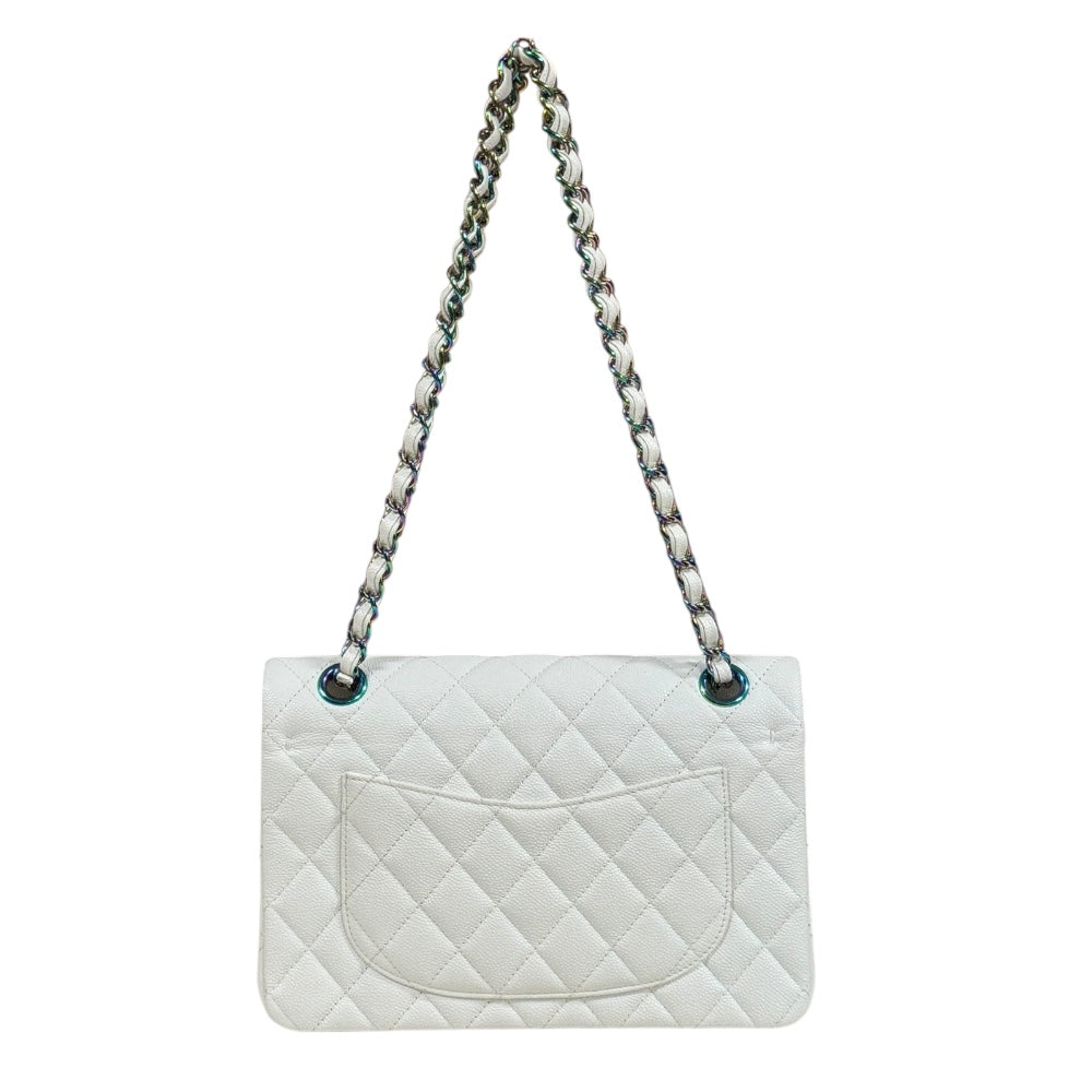 シャネル ワンショルダー水着 ホワイト/ブラック CHANEL シャネル Vステッチ ショルダーバッグ ラムスキン