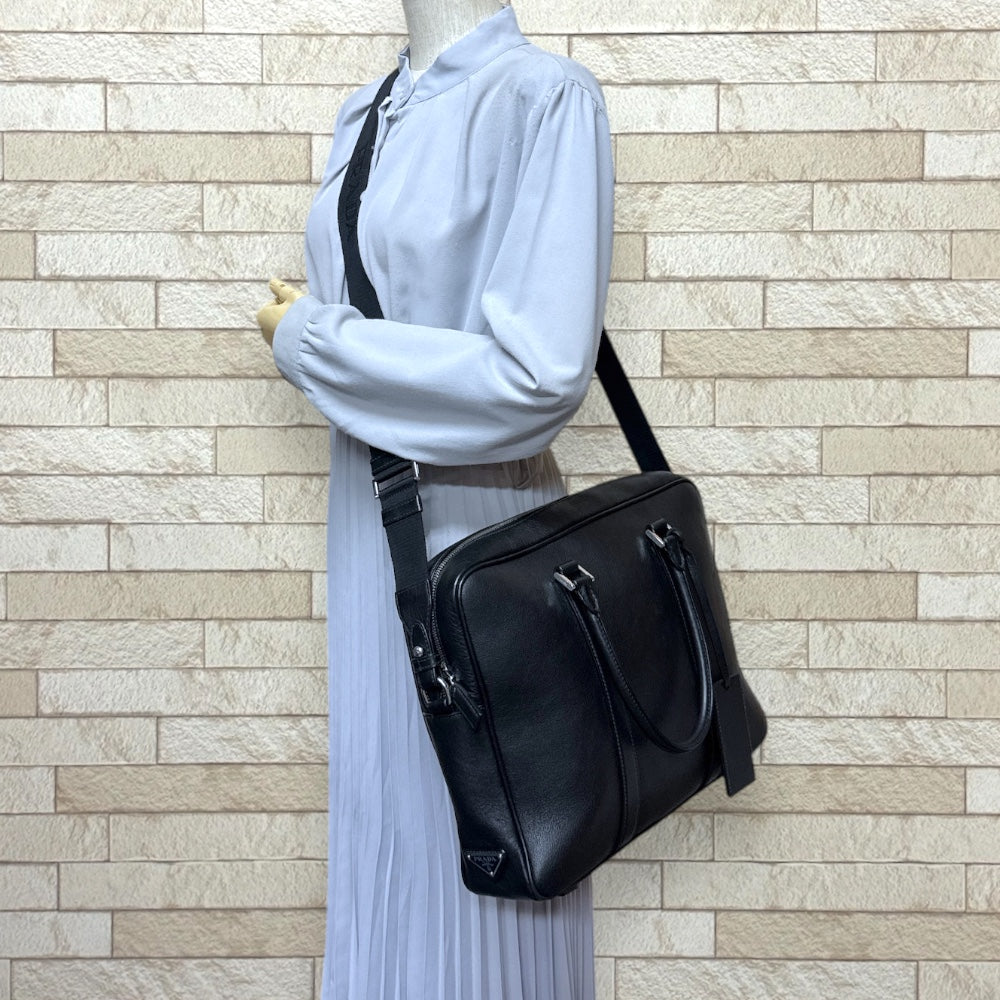 PRADA プラダ ビジネスバッグ レザー ブラック メンズ 中古 – 【公式