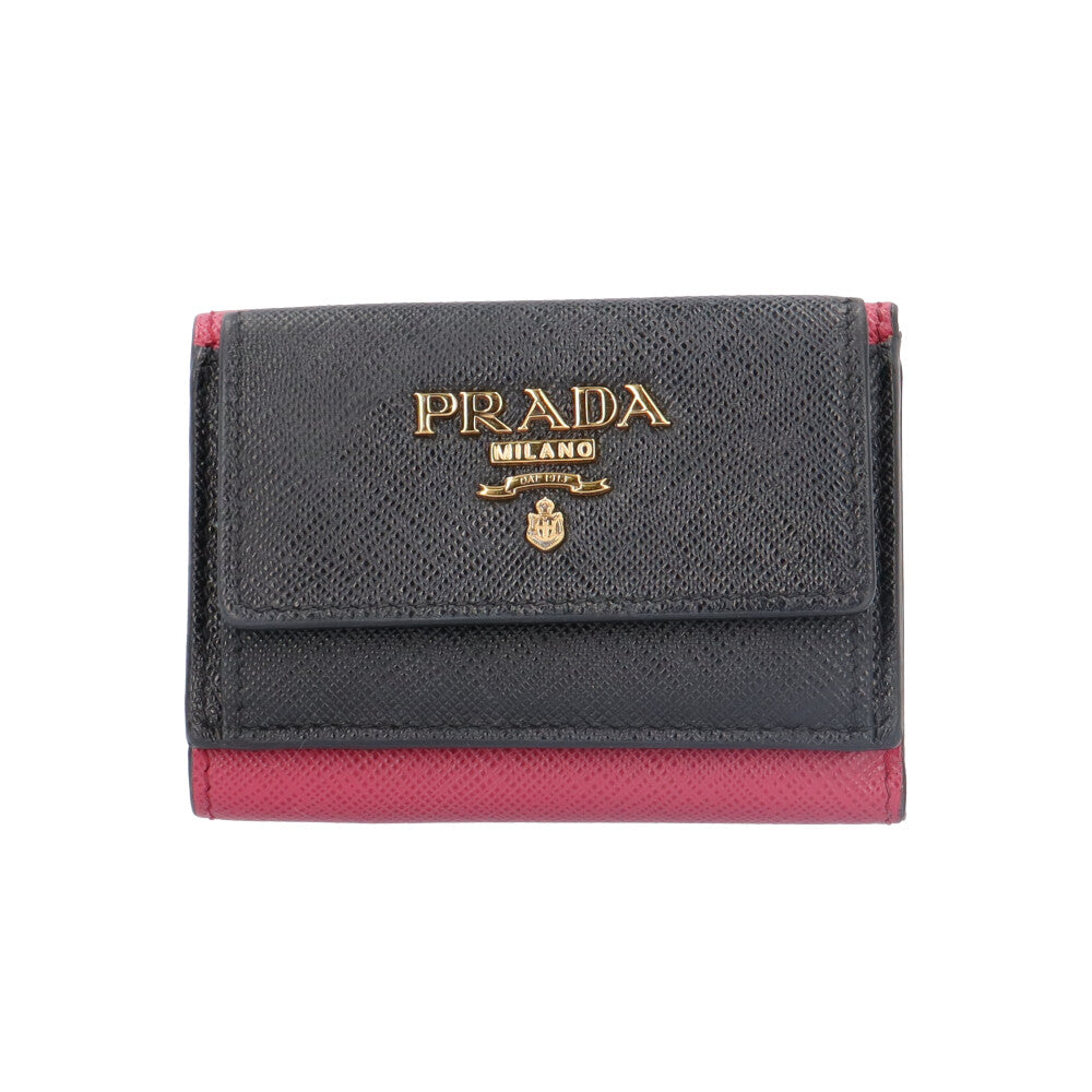 PRADA プラダ サフィアーノ 三つ折り財布 レザー レディース 中古