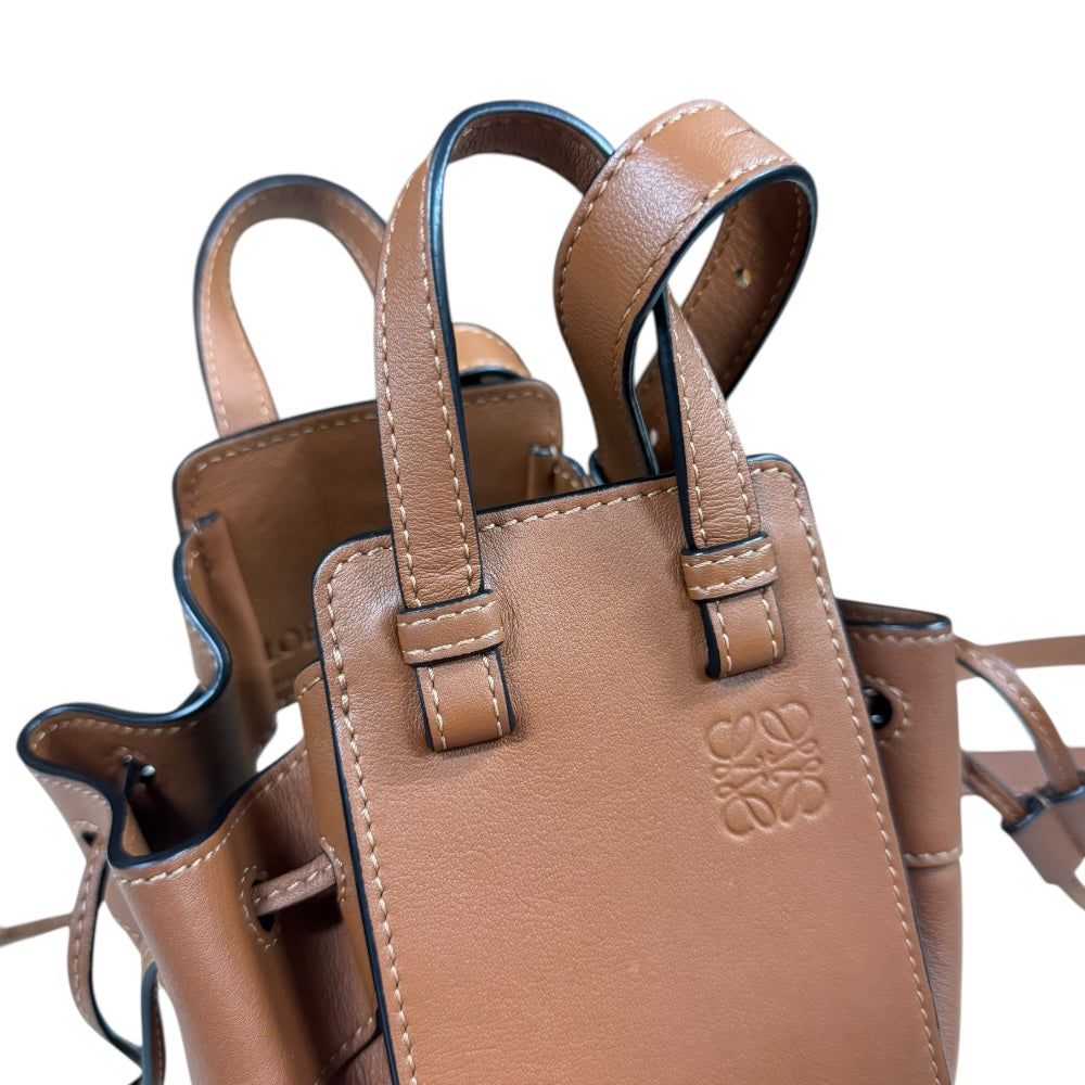 LOEWE Drawstring Hammock Mini Shoulder Bag Leather Brown Women's