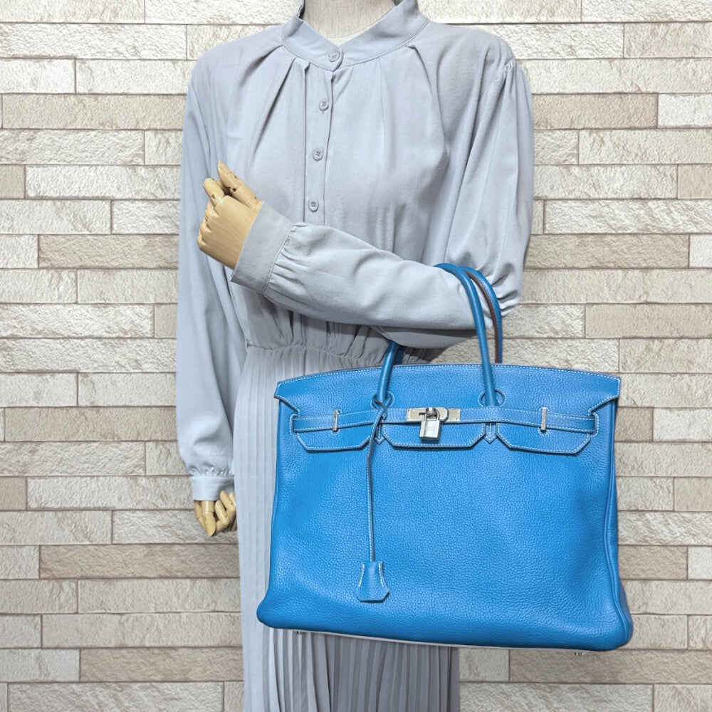 HERMES エルメス バーキン40 エクラ ハンドバッグ トリヨンクレマンス