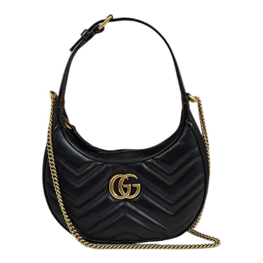 GUCCI グッチ GGマーモント ショルダーバッグ レザー ブラック 