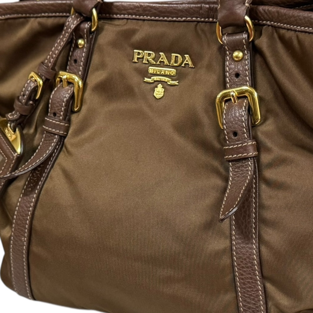 PRADA プラダ ショルダーバッグ ナイロン ブラウン レディース 中古