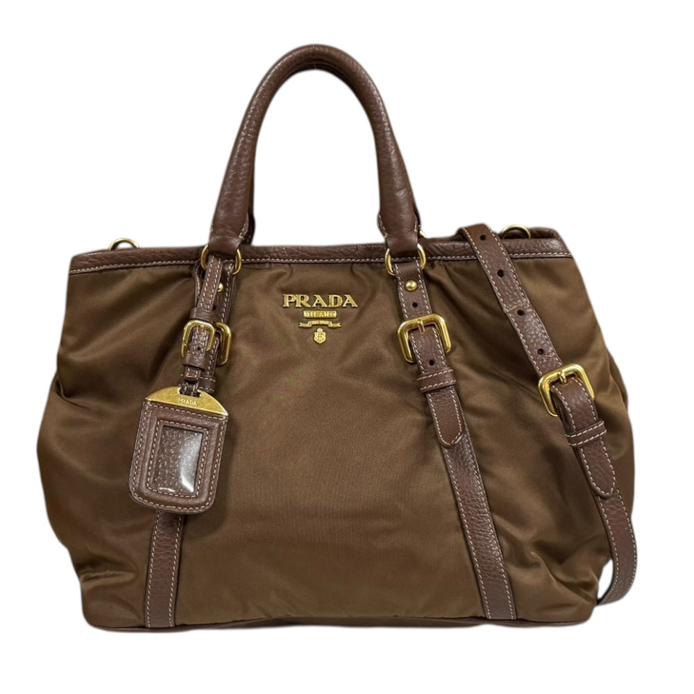 PRADA ブラウン ナイロンショルダーバッグ