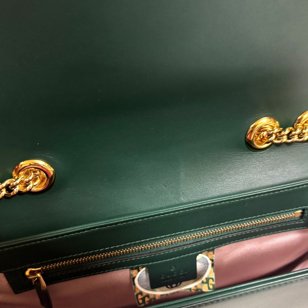 中古 グッチ GUCCI 739722 レディース ショルダーバッグ ダブルG グリーン レザー グッチ ダブルG ショルダーバッグ グリーン 739722 レザー レディース