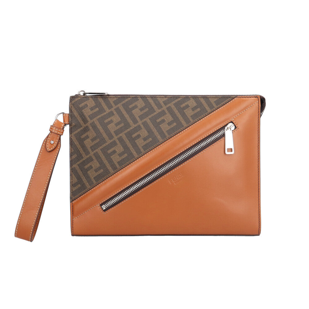 FENDI フェンディ ダイアゴナル フラット スリムクラッチ ズッカ