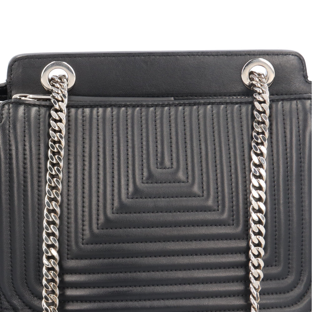 FENDI small dot com click shoulder bag leather black ladies used
