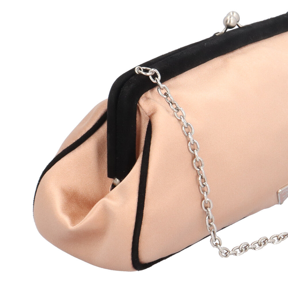 PRADA プラダ がま口 フラワー ショルダーバッグ ファブリック ピンク