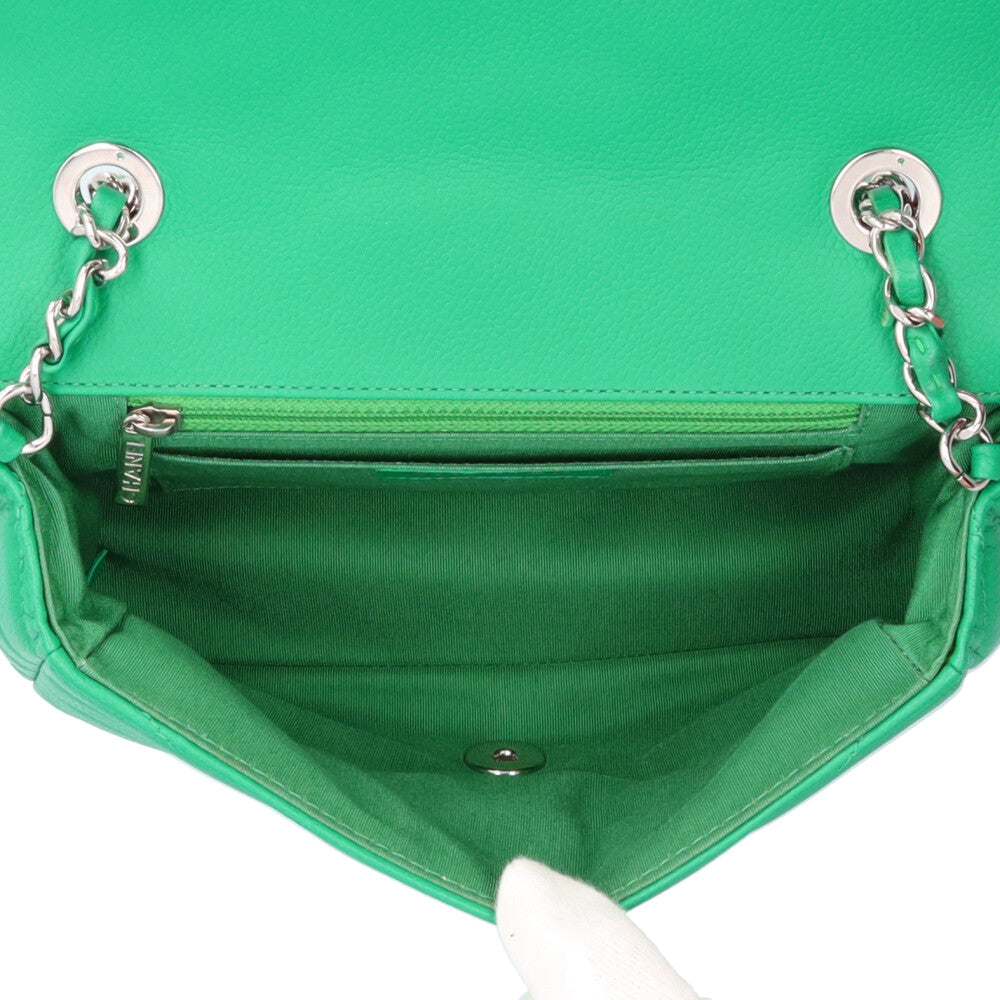 CHANEL シャネル Vステッチ ショルダーバッグ レザー グリーン