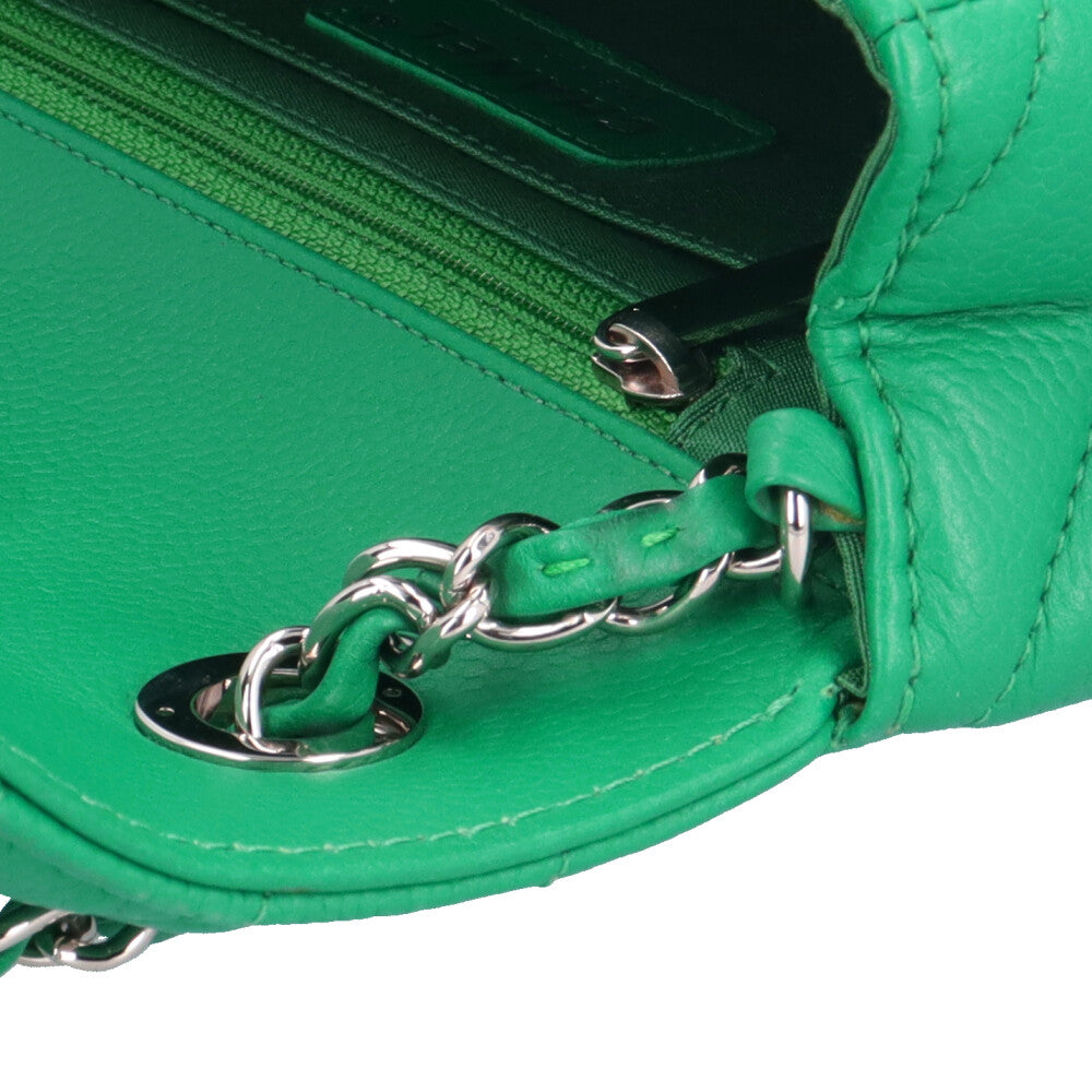CHANEL シャネル Vステッチ ショルダーバッグ レザー グリーン