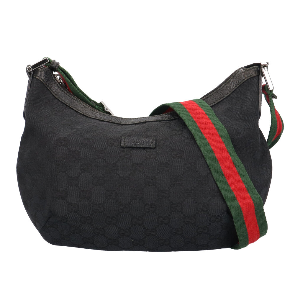 GUCCI グッチ シェリーライン ショルダーバッグ GGキャンバス ブラック 