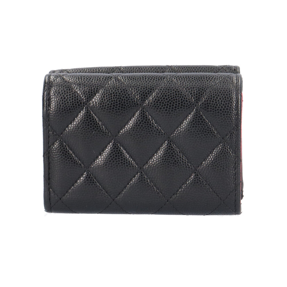 CHANEL シャネル メッシュココマーク 三つ折り財布 キャビアスキン 