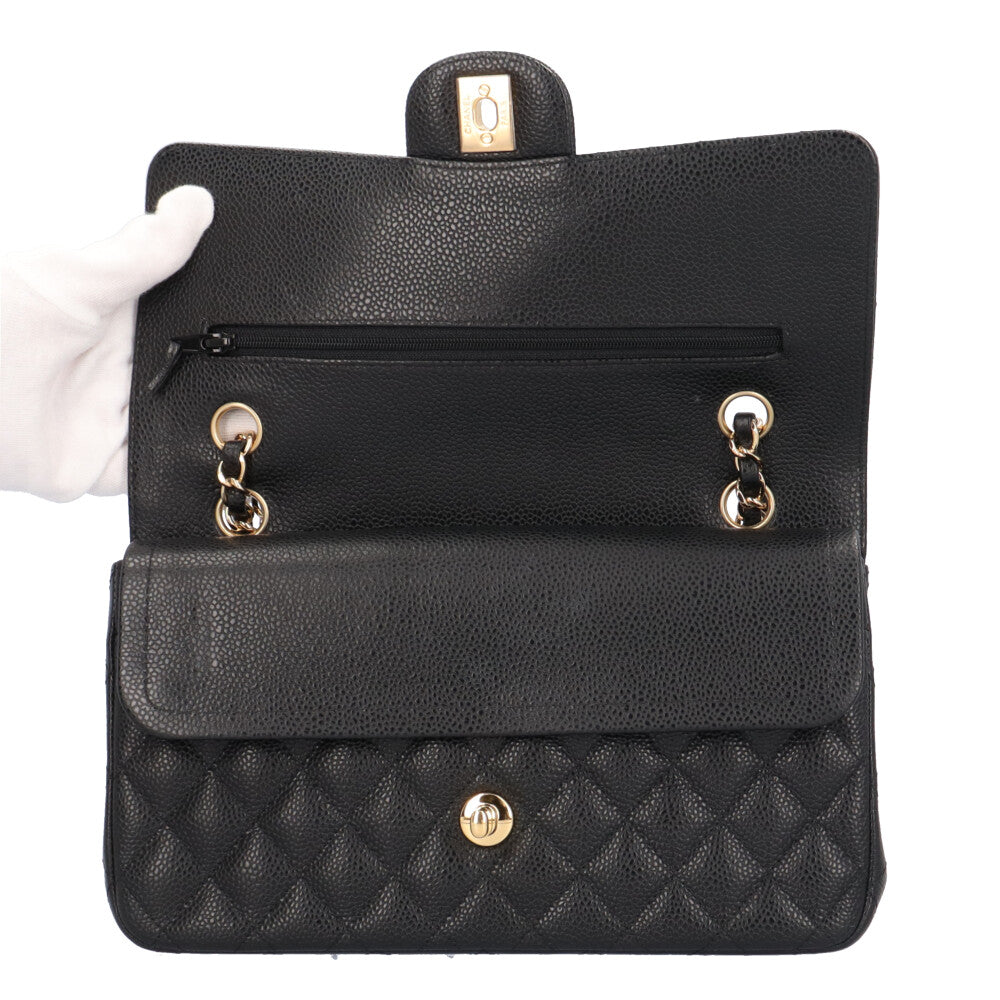 CHANEL シャネル Wフラップ25 マトラッセ ショルダーバッグ キャビア