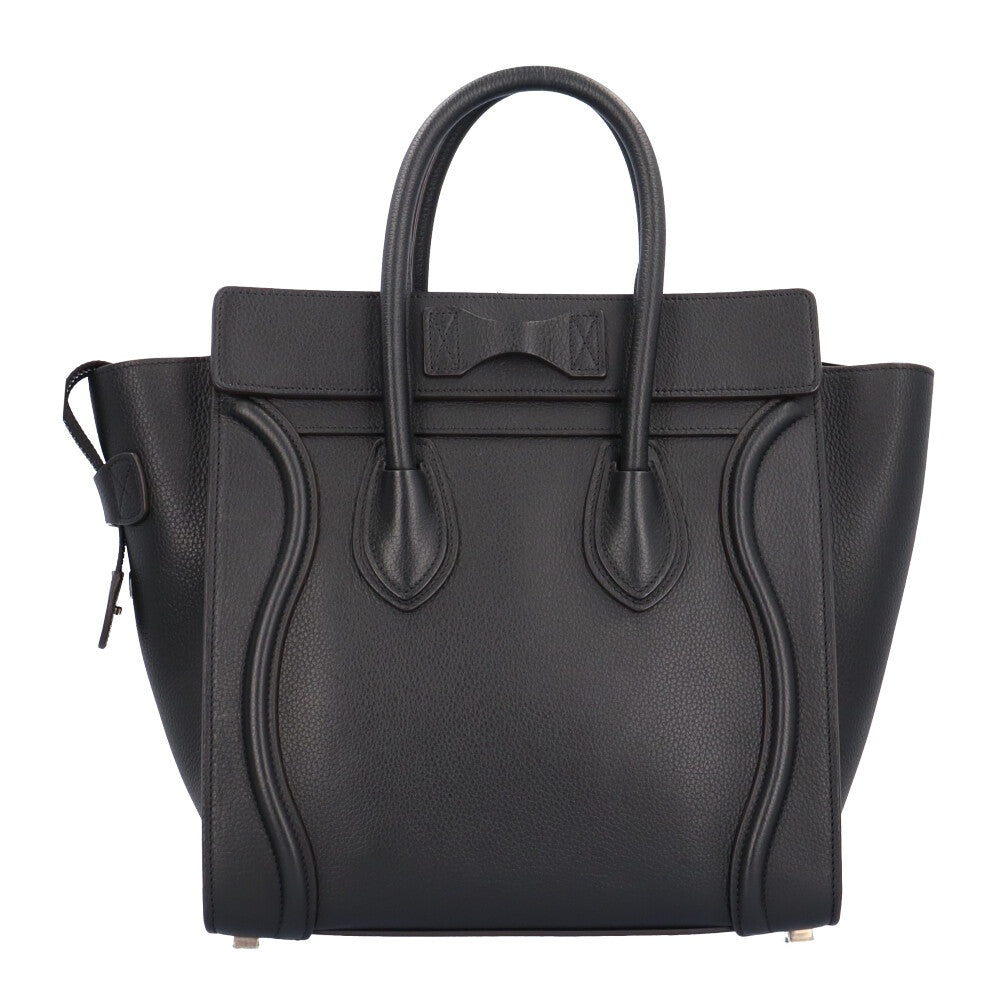 セリーヌ マイクロショッパー ラゲージ ハンドバッグ レザー ブラック レディース CELINE 【中古】