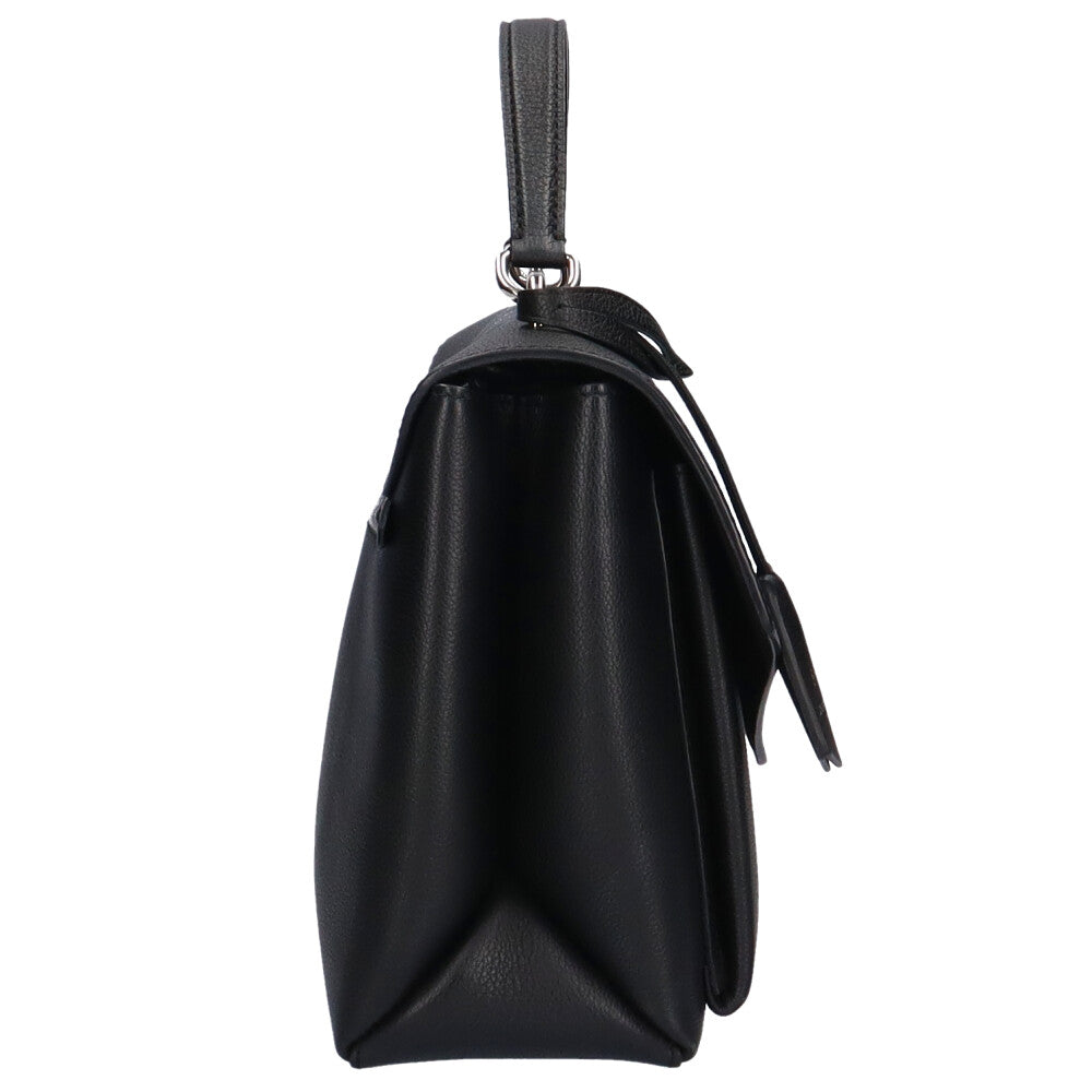 Louis Vuitton My Lock Me Satchel Handbag Grained Calf Leather Noir