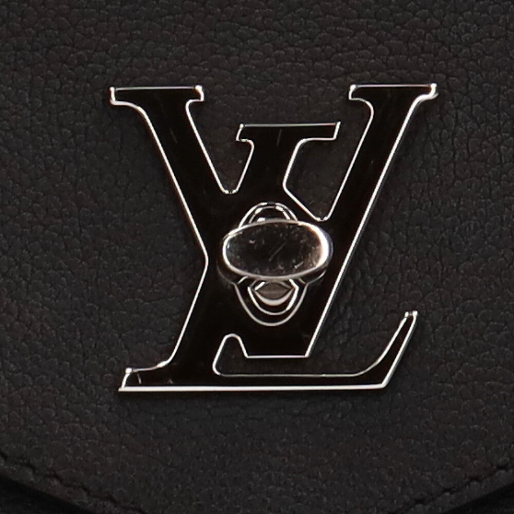 Louis Vuitton My Lock Me Satchel Handbag Grained Calf Leather Noir