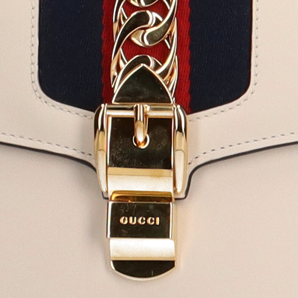 グッチ GUCCI ミディアム シルヴィ ショルダーバッグ レザー ホワイト