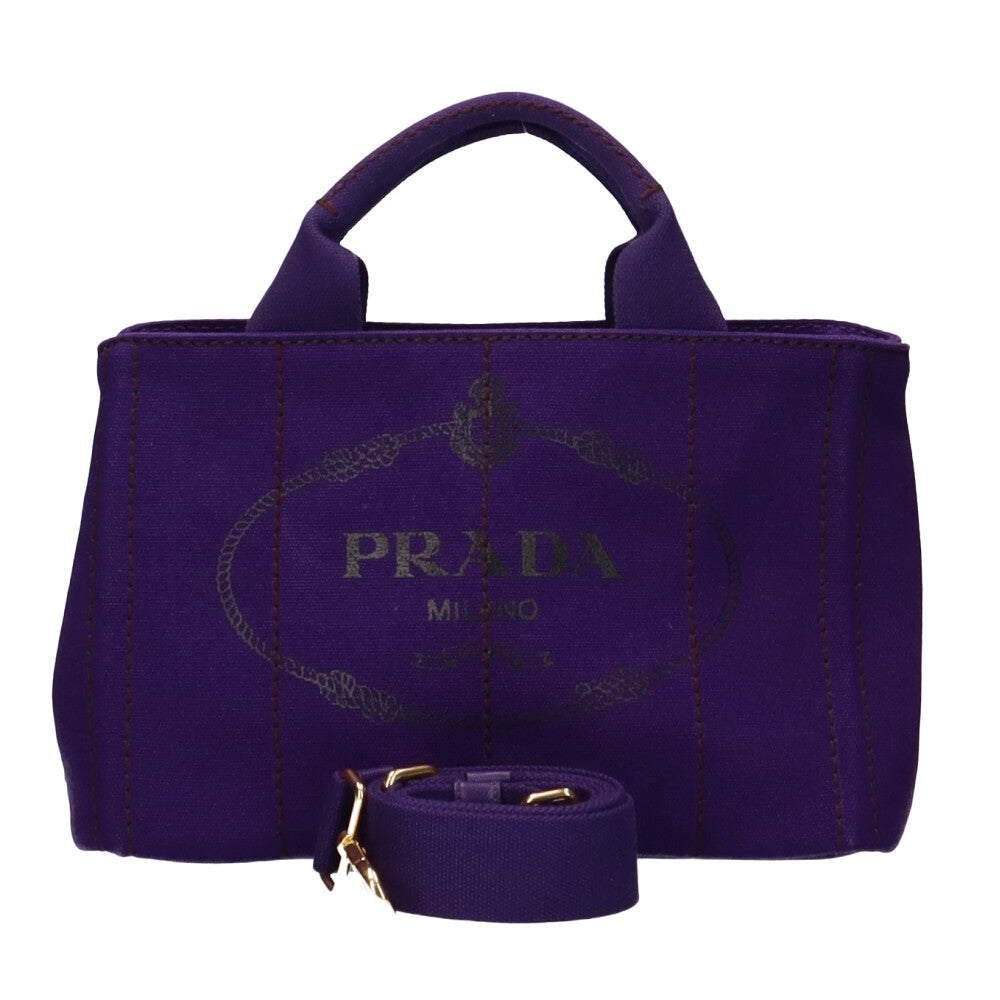 プラダ PRADA カナパトートPM トートバッグ パープル レディース 中古