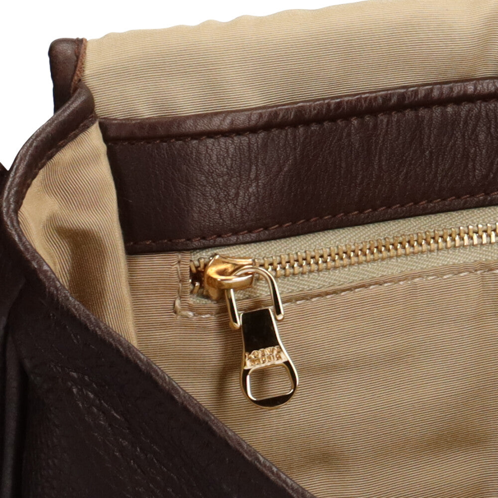 ロエベ LOEWE ヘリテージ ショルダーバッグ レザー ブラウン