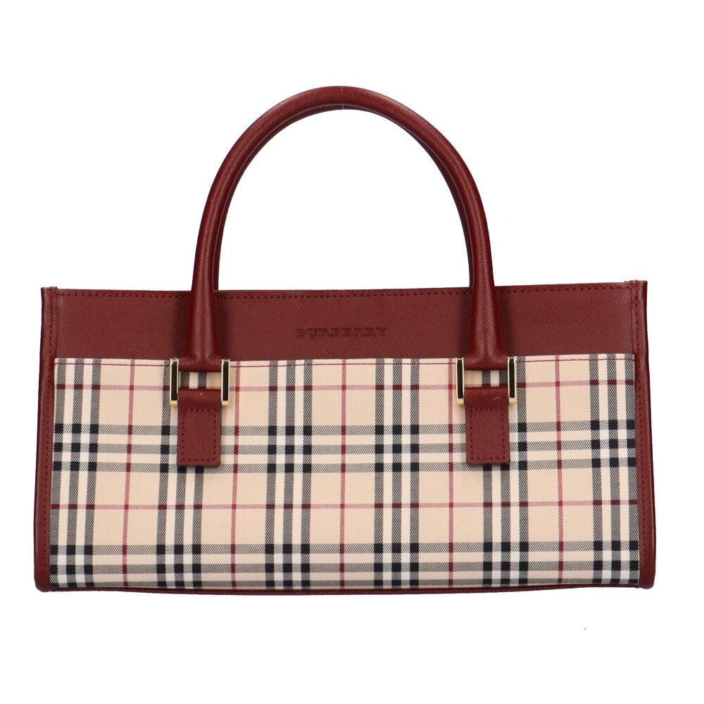 バーバリー BURBERRY ノバチェック ハンドバッグ キャンバス ベージュ 