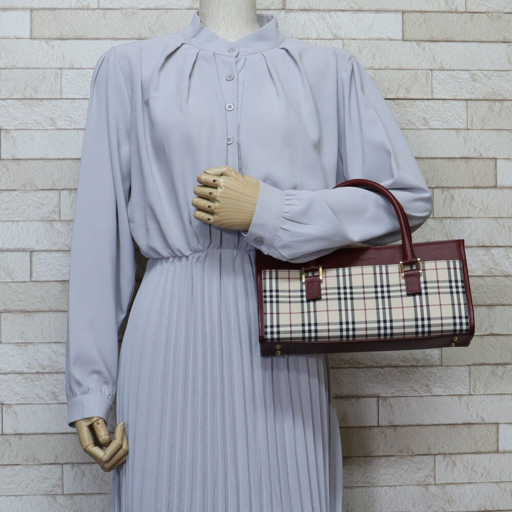 バーバリー BURBERRY ノバチェック ハンドバッグ キャンバス ベージュ 