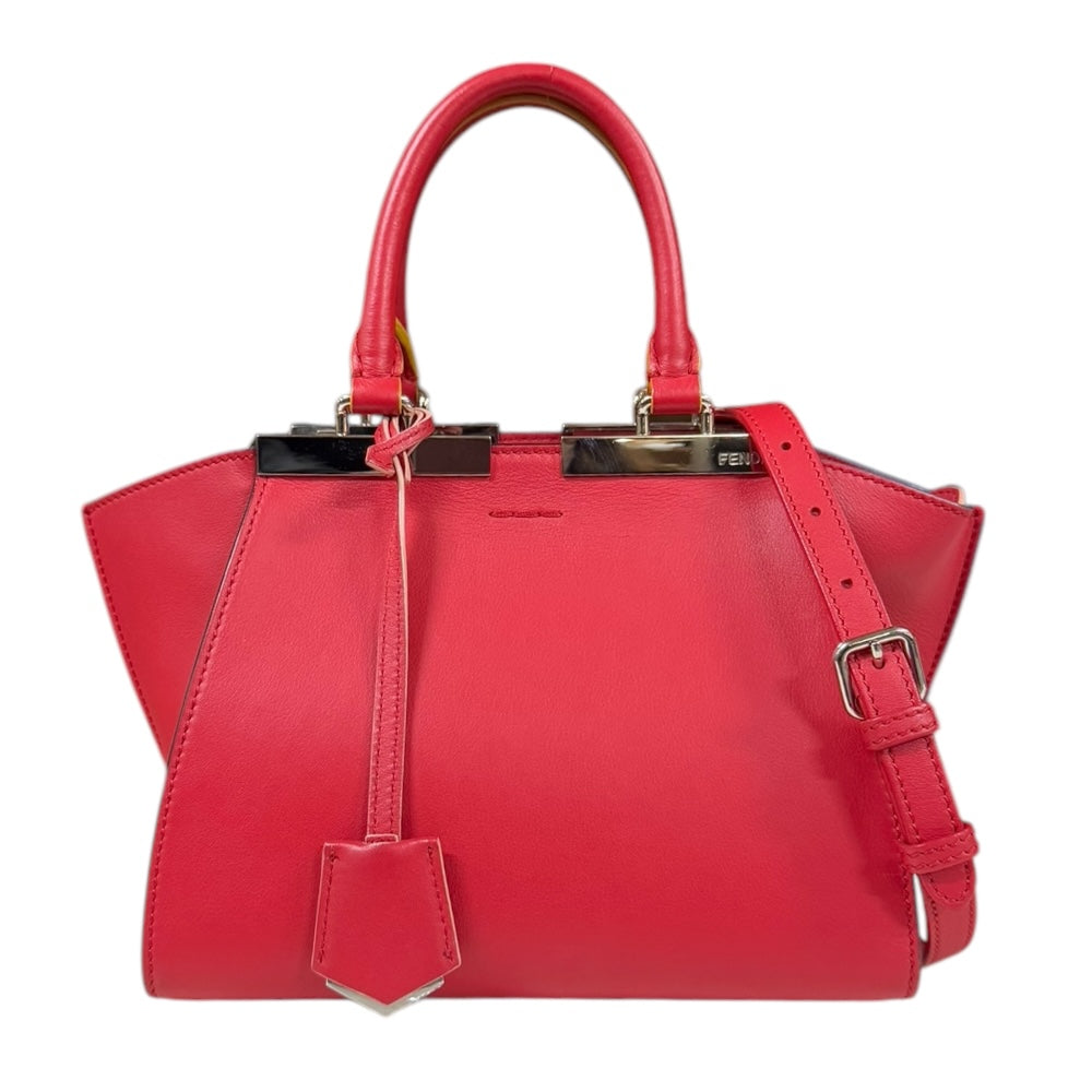 FENDI フェンディ ミニトロワジュール ショルダーバッグ レザー レッド  