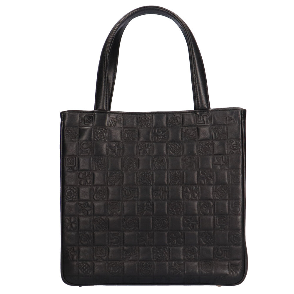 シャネル CHANEL チョコバー トートバッグ ラムスキン ブラック