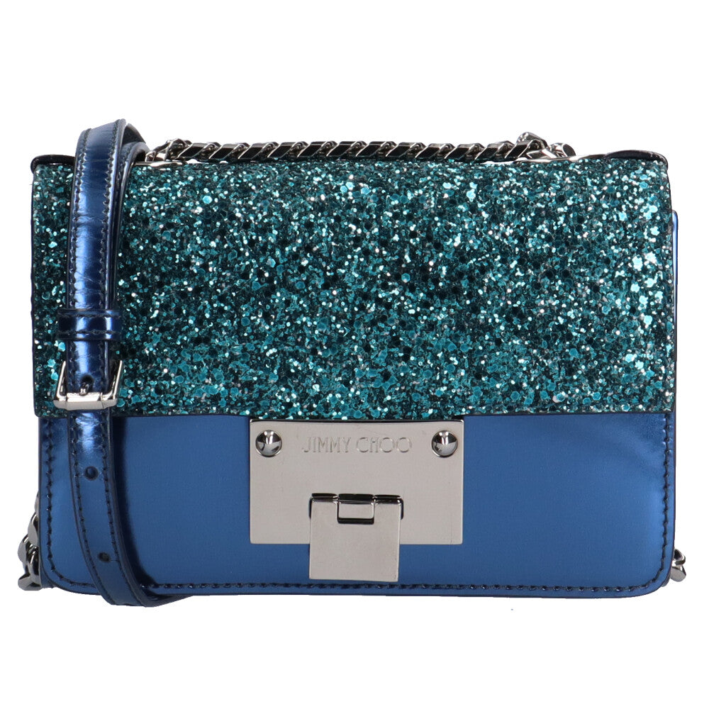 Jimmy Choo ジミーチュウ ターコイズブルー ミニバッグ 最終値下げ JIMMY CHOO Level Soft Mini Shoulder Bag Leather Blue Women's Used