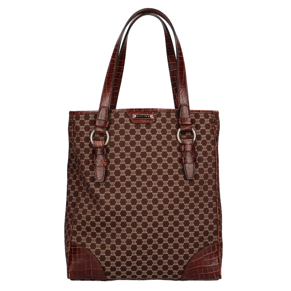 CELINE Macadam Tote Bag Canvas Brown Women