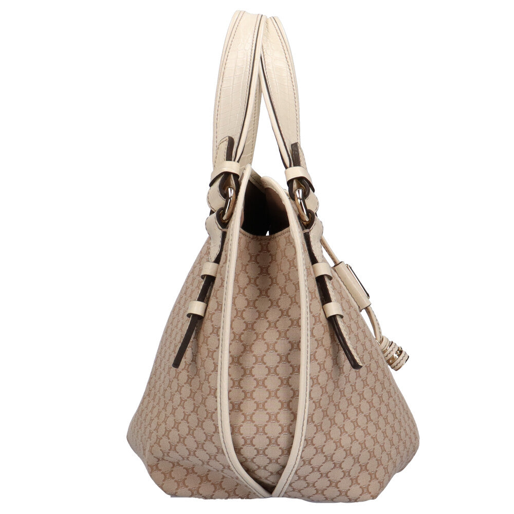 CELINE Bittersweet Macadam Shoulder Bag Canvas Beige Women's Used