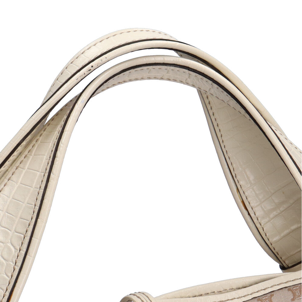 CELINE Bittersweet Macadam Shoulder Bag Canvas Beige Women's Used