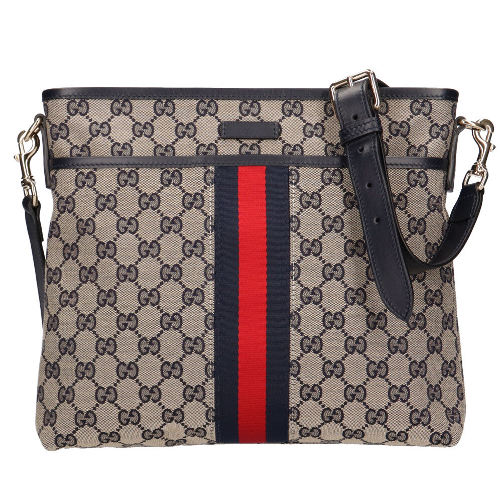 GUCCI Shelly Shoulder Bag GG Canvas Beige Women's Used